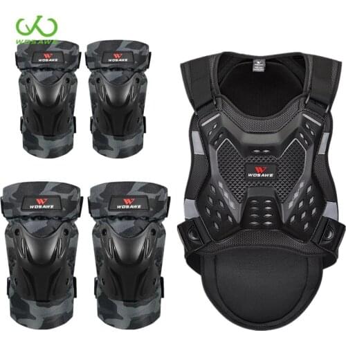 WOSAWE Sports Motocross Armor Protector Jacket Body Support Bandage Chest Ski Back Protection Suit Motorcycle Protective Gear