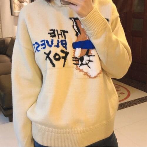 Women Pullover Autumn and Winter Fox Pattern Sweaters