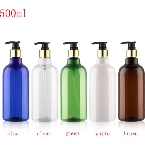 12pcs 500ml gold collar Lotion Pump Plastic Bottles,Dispenser Liquid Soap Cosmetics Container For Shampoo Shower Gel bottle