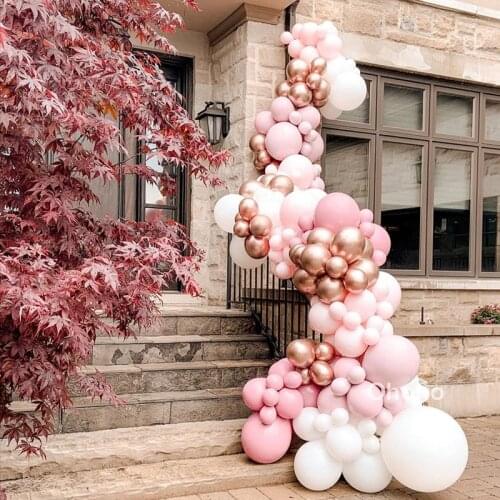 171pcs Pink White Metallic Gold Balloon Arch Garland Kit Birthday Decoration Anniversaire Wedding Bridal Shower Party Globo Wall