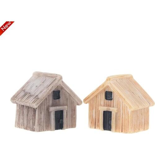 2 Pcs 2.5*1.5*2.5cm Dollhouse Ornaments Mini Craft Miniatures Mini Wooden House Figurines Micro Landscape