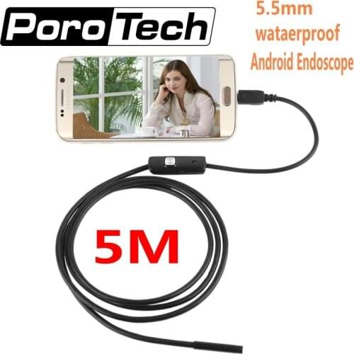 5.5mm Lens Micro USB Android Endoscope Camera 5M Waterproof Car Inspection Camera Snake Tube Pipe Phone PC Micro USB Mini Camera