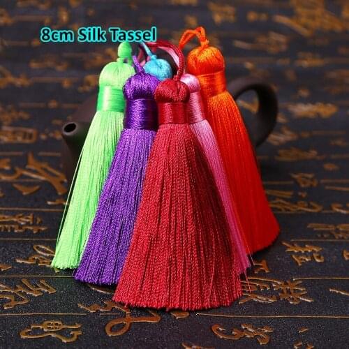 5pcs 8cm Length Cotton Silk Tassel Cords Brush For Earrings Charm Phone Shell Bookmark Pendant Satin Tassel DIY Jewelry Making