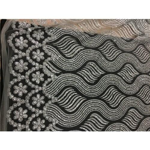 5yards BZL-72719 shining glued print glitter sparkle net tulle mesh lace for fashion designer in all silver color