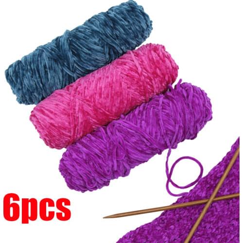 6pcs Knitting Yarn Soft Velvet Yarn Silk Wool Baby Yarn Crochet Knitting Yarn Cotton Baby Wool DIY Sweater