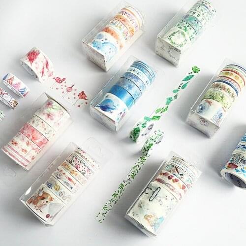 9pcs/pack Creative ins style Unicorn Cat Sakura Washi Tape Adhesive paper Tape DIY Scrapbooking Sticker Label Craft Masking Tape
