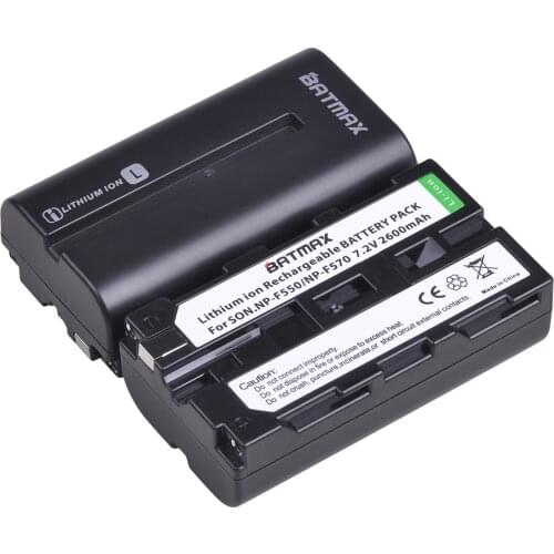 2Pcs 2600mAhNP-F550 NP F550 NPF550 Rechargeable Li-ion batteries for Sony NP-F330 NP-F530 NP-F570 NP-F730 NP-F750 Hi-8