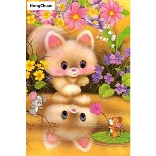 Diamond embroidery, cartoon animals, 5d diamond painting square, round diamond inlay, rhinestone pictures, cross stitch new year