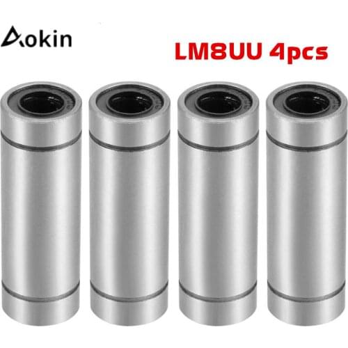 Aokin 4pcs LM8UU Extra Long Linear Ball Bearings, 8mm Bore Dia, 15mm OD, 45mm Length Stainless Steel