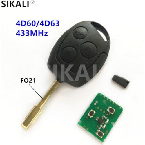 Car Remote Key for Ford C-Max D-Max Fusion S-Max Focus Mondeo Fiesta Galaxy KA with 4D60 or 4D63 Chip Frequency 433MHz
