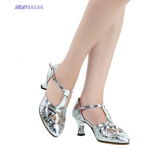 Professional Friendship Square Dancing Shoe Wrap Toes Ladies Sandals Rubber Sole High-Heeled Soft Bottom Shoes For Latin Style