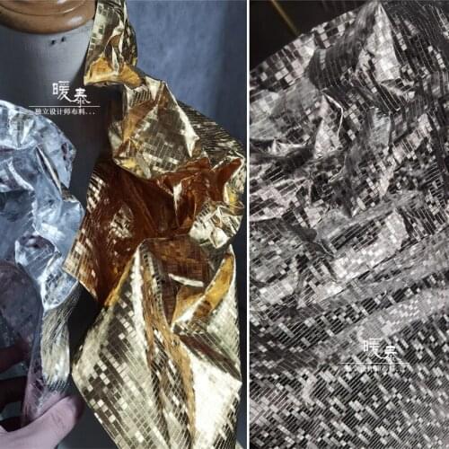 Paper Sence Fabric Gold Silver Checkered Pattern DIY Patches Modelling Design Crafts Decor Clothes Designer Fabric