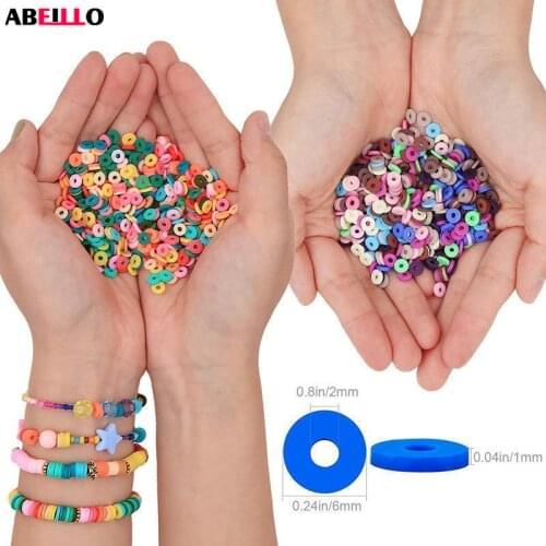 15 Colors 6mm Polymer Clay Beads Disc Round Heishi Beads Chip Disk Loose Spacer for DIY Jewelry Making Bracelets Necklace