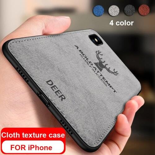 Soft TPU Edge mobile Phone Case For iPhone 7 Cloth Texture protection back Covers On X XS Max XR 8 6 6s Plus i7 i8 10 shell copa
