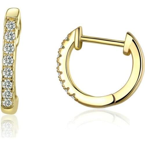 Girls' Simple Small Hoop Earrings Golden/White Crystal Straight Stud Piercing Minimal Thin Hoops Charming Earring Jewelry Gifts