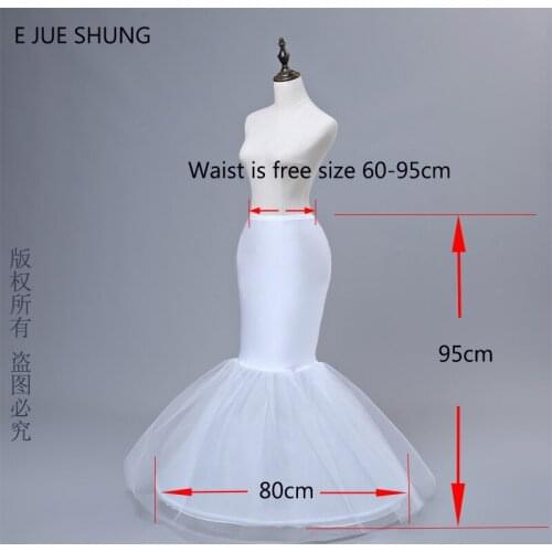 E JUE SHUNG Ivory Mermaid Wedding Petticoat Crinoline 1 hoops Bridal Underskirt For Wedding Dress Wedding Accessories