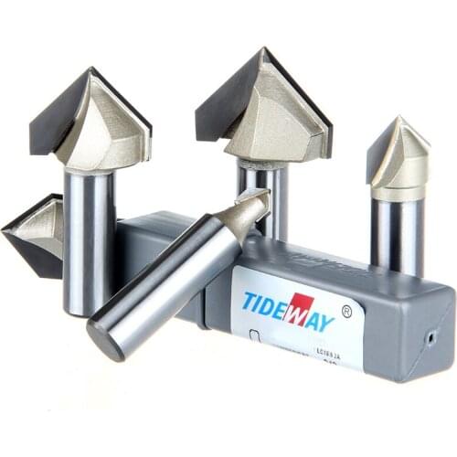 6.35mm Dia 90 Deg 1/2*1/4 Professional V Groove Trimming Knife Tools Carving Tool Router Bit V-Groove Wood Cutter Tideway 2997