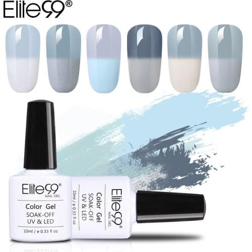 Elite99 Thermal Color Changing Grey Vernis UV Gel Nail Polish Nail Gel Paint Gray Temperature Change Varnish Semi Permanent 10ml