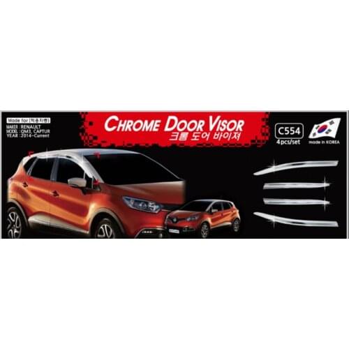 Chrome door visor side window deflector shade sun rain shield silver trips eaves for Renault Captur QM3