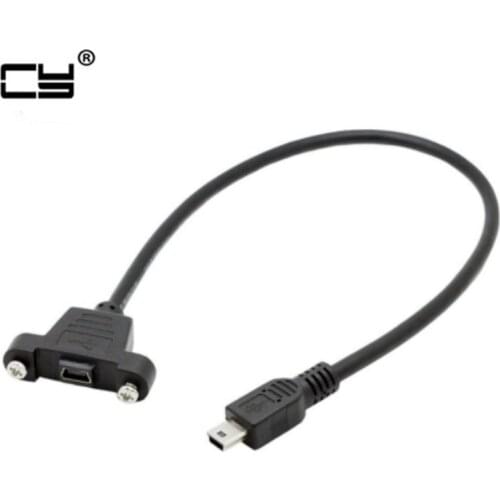 Panel Mount Type Mini USB 5Pin Male to Female Extension Adapter Cable with Screws 50cm