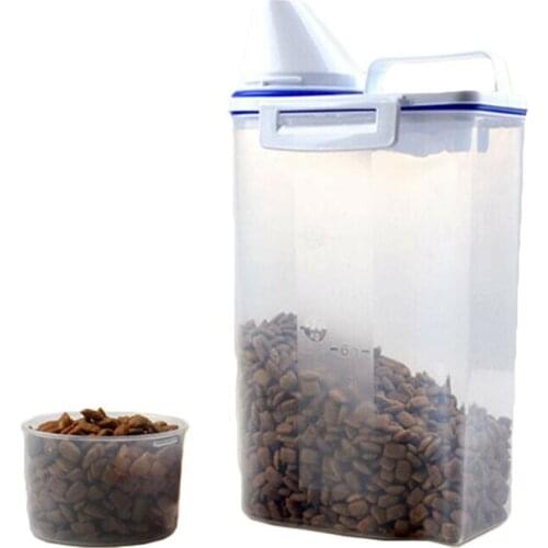 Dog Food Box Cat Feeder Bucket Pet Feed Container Food Storage Barrel Measuring Cup Dogs Bowl Large Capacity Boxes Containers