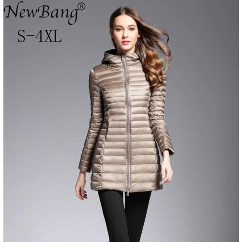NewBang Womens Down Jacket Ultra Light Down Jacket Women Long Jacket Hooded Lightweight Slim Down Coat Female Windbreakers
