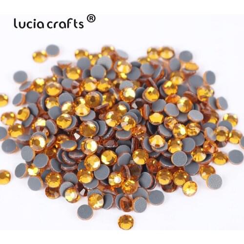 Lucia Crafts 2/3/4/5/6mm Flat Back Rhinestones Iron On Crystal Glass Stones Strass For Needlework Clothes Decor G1105