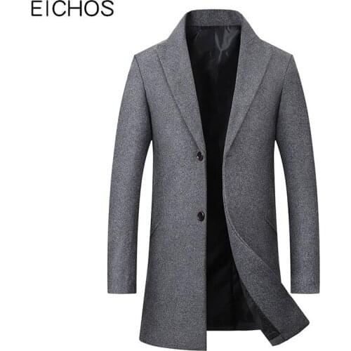 Winter Coat Men 2020 New Casual Brand Solid Color Woolen Pea Coat Male Trench Coat Business Wool Blends Overcoat