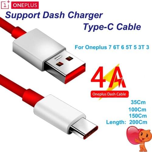 Original Oneplus 7 Pro Cable 4A Dash Cable USB 3.1 Type-C Cable for Oneplus 7 6T 6 5T 5 3T 3 Phone USB C Dash Charger Data Cable