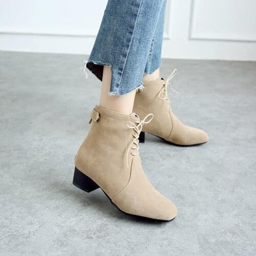 Autumn and winter thick heel mid barrel boots womens Korean pointed short boots womens Martin boots womens Boots