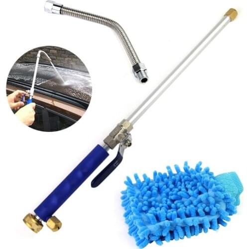 High Pressure Car Wash Gun Hose Nozzle Retractable Car Water Spray Gun With Washing Gloves Deep Clean Styling Accessories