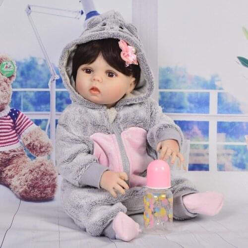 22 Inch 55cm Full Silicone Vinyl Reborn Baby handmade baby girl dolls bathe toy toddler adorable Toy Children Birthday Gift