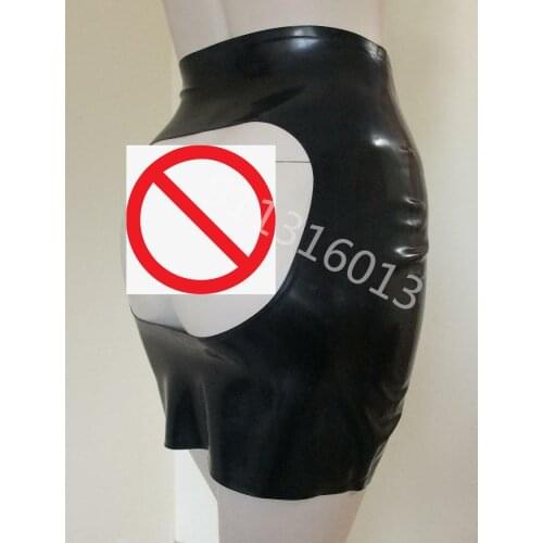 100% Latex Sexy Mini Skirt Open Hips