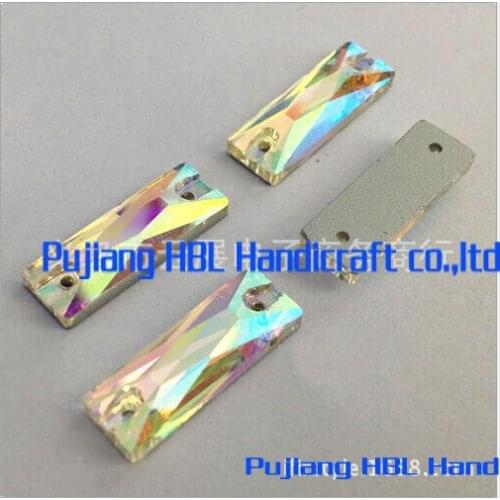 Shing White AB Rectangle Flatback Sew On Stones Dresses Sew On Buttons For Wedding Dress Garment Accessaries