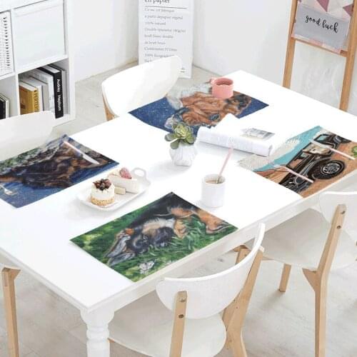 Free Running Pug Dog Table Napkin Decoration Living Room Dining Hall Butterfly Racing Pentagram Striped Table Mat Placemat