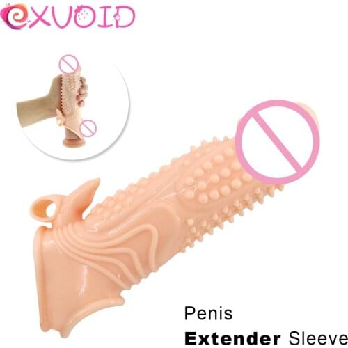 EXVOID Cocks Extender Sex Toys For Men Erection Dildo Enlargement Big Penis Sleeve G-spot Massager Reusable Silicone Condom
