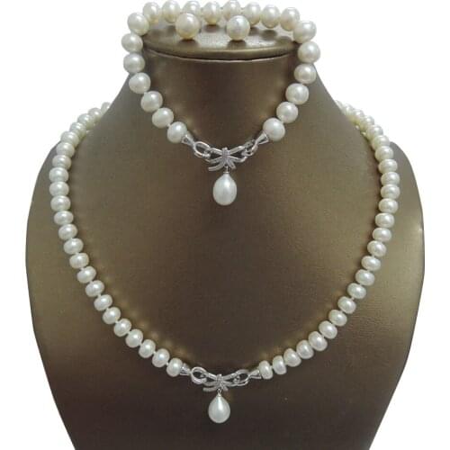 High quality pearl necklace made of 100% NATURE FRESHWATER PEARL NECKLACE-nice butterfly hook
