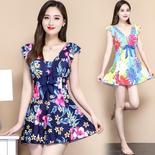 Big Size Swimsuit Women One Piece Floral Print Plus Size Swimwear Fat Boxers Swim Suit Ladies Large Size Swimming Suit Spa Wear