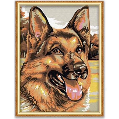 Animal German Shepherd DIY Cross Stitch 11CT Embroidery Kits Craft Needlework Set Printed Canvas Cotton Thread Home Decoration