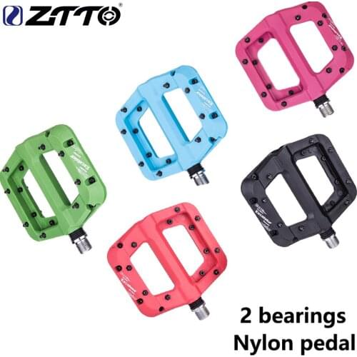 ZTTO MTB Bicycle Pedal DU Bushing Bearings Pedal Nylon Ultralight Flat Pedal for XC AM Road Bike BMX Anti-slip Big Foot Plastic