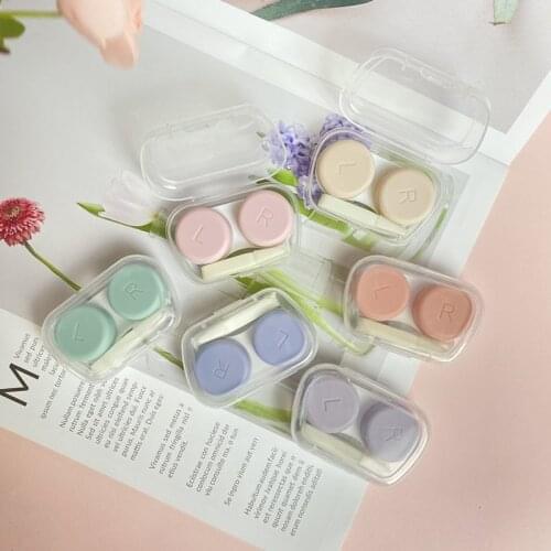 1pc New Mini Square Transparent Contact Lens Case Women Colored Contact Lenses Box Eyes Contact Lens Container Lovely Travel Kit