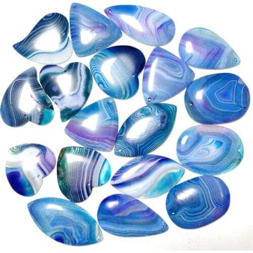 10Pcs Natural Stone Brazil stripe Agates Water drops Ellipse rectangle Charm geode onyx Pendant DIY Necklace Jewelry Making V50