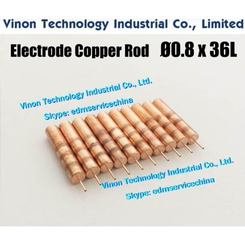 10 PCS PACK) EDM Electrode Copper Rod d=0.8mm, Shank D6.0mm, Shank 30Lmm, Overall length 36Lmm.Copper Rod for Electro-Discharge