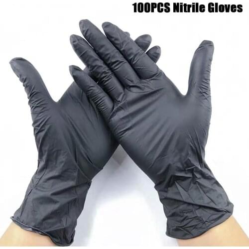 100PCS Black Disposable Nitrile Gloves For Tattoo Kitchen Mechanic Laboratory Safety Waterproof Tattoo Nitrile Gloves