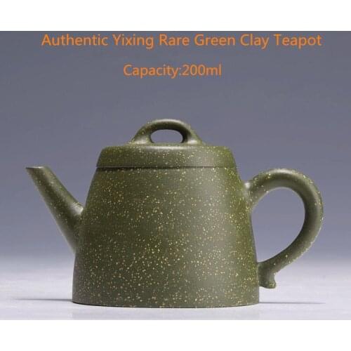 200ml Authentic Yixing Rare Green Clay Teapot Famous Chinese Kung Fu Tea Zisha Tea Pot Pu'er Tea Black Tea Gift Free Shipping