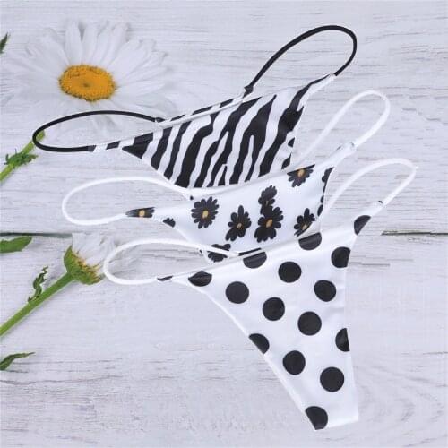 2021 Fast Shipping 3 Pieces/Pack Sexy Printed Thong Panties Women Cotton Underwear Seamless T-Back Sports Female Underpants