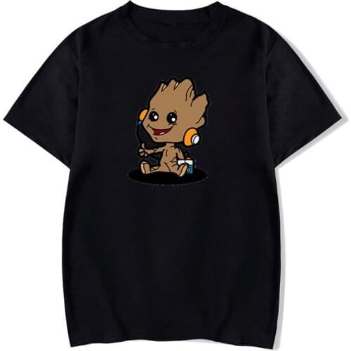 2021 Summer Groot Printed T-shirt Funny Cute Baby Groot Cartoon Printed Tops Men Women Summer Harajuku Clothing Camiseta