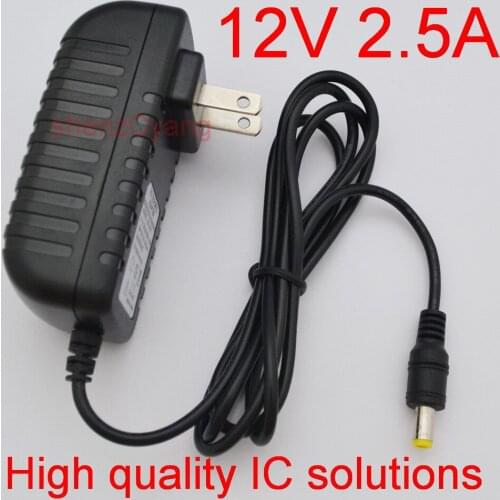 50PCS High quality 12V 2.5A / 2500mA 30W Led Power Adapter US plug for SMD LED Light DC plug 5.5mm x 2.1mm-2.5mm