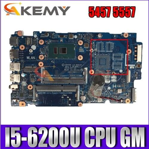 Akemy I5-6200U FOR Dell Inspiron 5457 5557 Laptop Motherboard BAV00 LA-D051P CN-042VN5 42VN5 Mainboard 100%TESTED