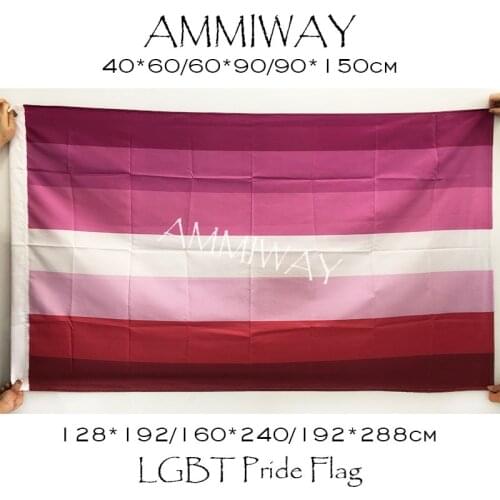 AMMIWAY Any Size LGBT Rainbow Homosexual Lipstick Kiss Lip Lesbian Pride Flag Lesbian Gay Single or Double Sided Flags Banners